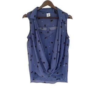 Cabi Purple and Black Floral Sheer Blouse (2 pieces) Size Medium